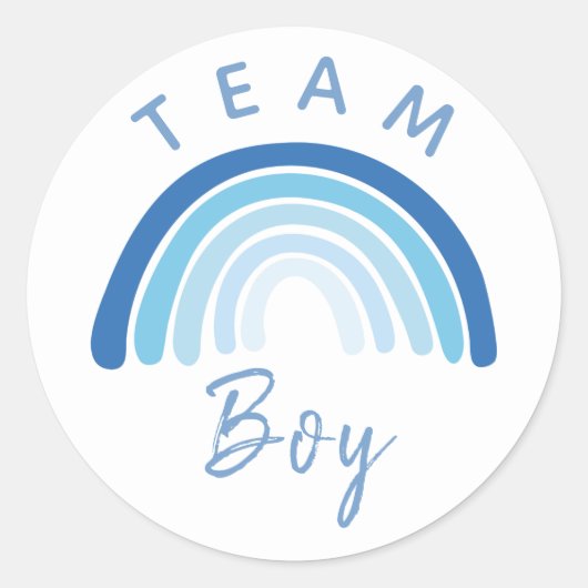 Baby Gender onthulling Team Blue Boy Rainbow Ronde Sticker (Voorkant)