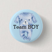 Baby gender onthulling team jongen ronde button 3,2 cm (Voorkant)