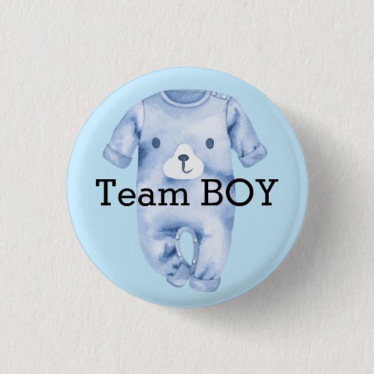Baby gender onthulling team jongen ronde button 3,2 cm (Voorkant)