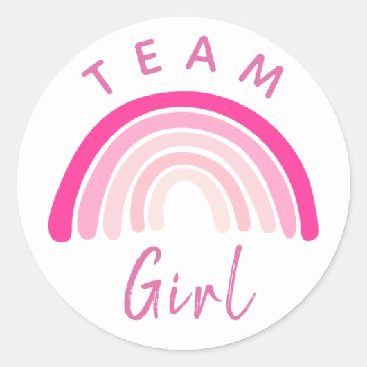 Baby Gender onthulling Team Roze Girl Rainbow Cl Ronde Sticker (Voorkant)