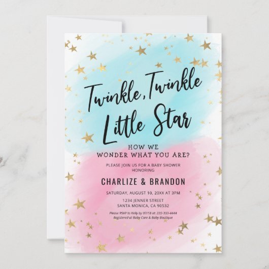 Baby Gender onthulling Twinkle Twinkle Little Star Kaart (Voorkant)