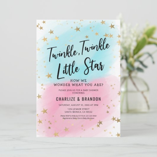 Baby Gender onthulling Twinkle Twinkle Little Star Kaart (Staand voorkant)