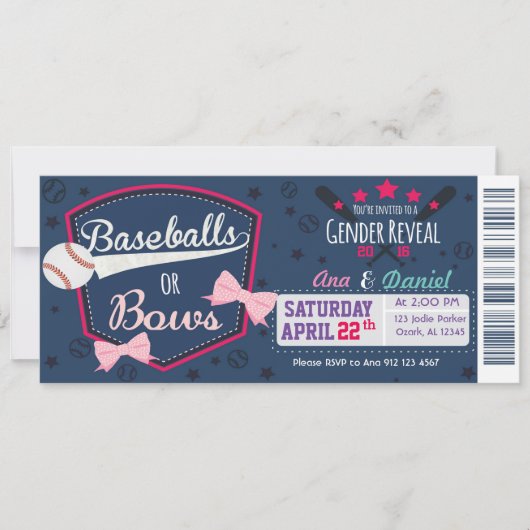 Baby-gender-openbaring - Baseballen of Bows Kaart (Voorkant)