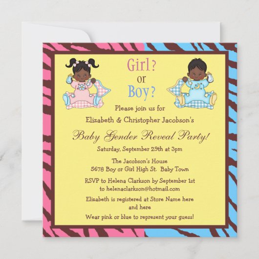 Baby Gender Reveal African American Babies Kaart (Voorkant)