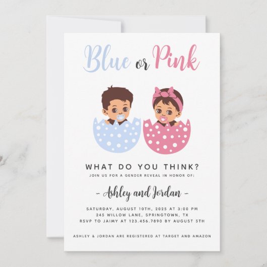 Baby Gender Reveal Cracked Egg Invitation Kaart (Voorkant)