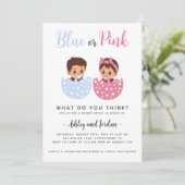 Baby Gender Reveal Cracked Egg Invitation Kaart (Staand voorkant)