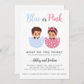 Baby Gender Reveal Cracked Egg Invitation Kaart (Voorkant / Achterkant)