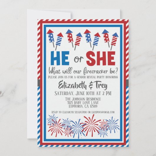 Baby Gender Reveal - Firecracker 4 juli Kaart (Voorkant)