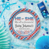 Baby Gender Reveal - Firecracker 4 juli Papieren Bordje (Feest)