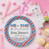 Baby Gender Reveal - Firecracker 4 juli Papieren Bordje (Feest)