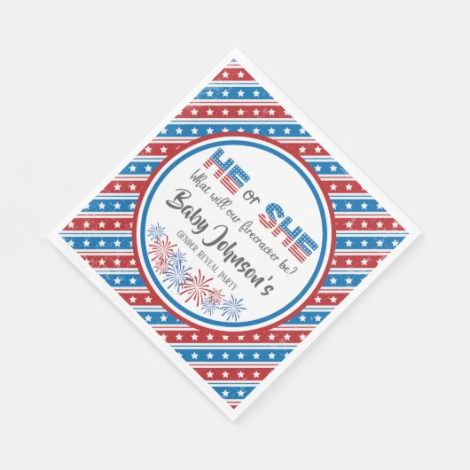 Baby Gender Reveal - Firecracker 4 juli Servet (Hoek)