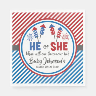 Baby Gender Reveal - Firecracker 4 juli Servet