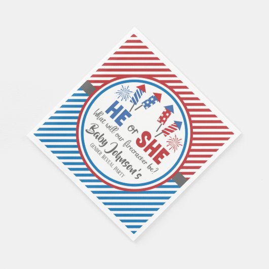 Baby Gender Reveal - Firecracker 4 juli Servet (Hoek)