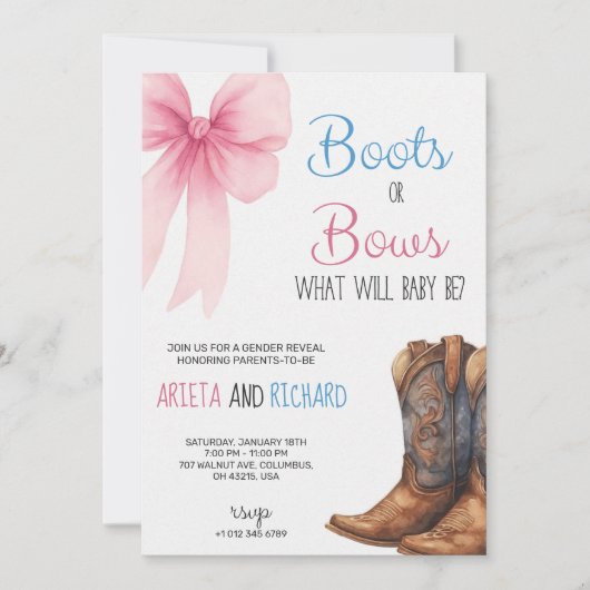 Baby gender reveal Invitation card  Kaart (Voorkant)