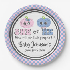 Baby Gender Reveal - Leuke Groovy Pumpkins Papieren Bordje