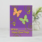 Baby Gender Reveal Party Invitation, Vlinders Kaart (Staand voorkant)