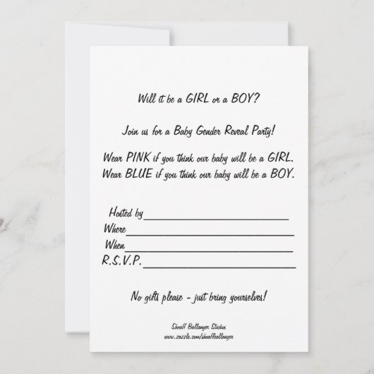 Baby Gender Reveal Party Invitation, Vlinders Kaart (Achterkant)
