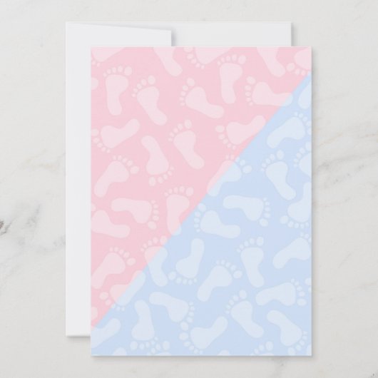 Baby Gender Reveal Party Roze Blauwe Voetafdruk Kaart (Achterkant)