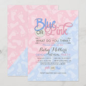 Baby Gender Reveal Party Roze Blauwe Voetafdruk Kaart (Voorkant / Achterkant)