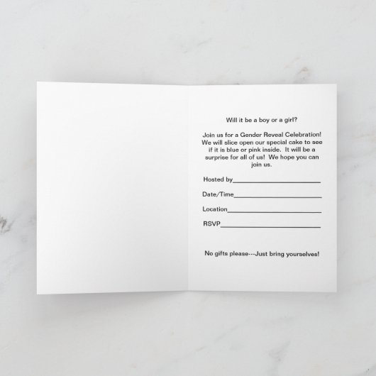 Baby Gender Reveal Party, Uitnodiging Kaart (Binnen)