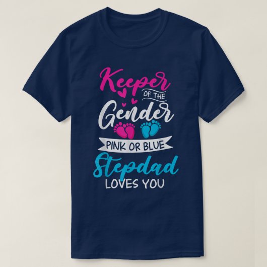 Baby Gender Reveal Shower Pink Or Blue Stepdad Lov T-shirt (Design voorkant)