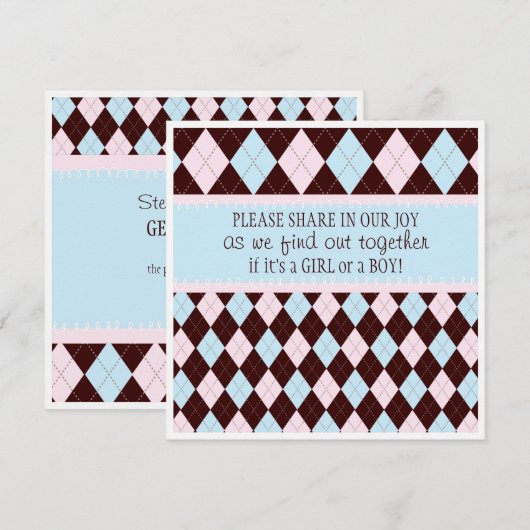 Baby Genderfeest in roze en blauwe stijl Kaart (Voorkant / Achterkant)