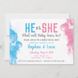 Baby Gendergelijkheid Rook Bomb Blue en Pink Party Kaart