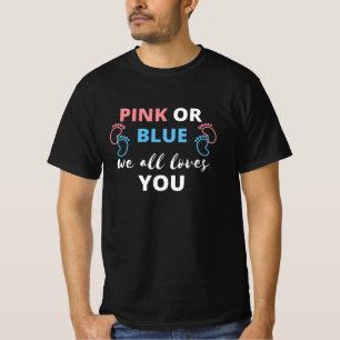 Baby Genderkwesties onthullen roze of blauw ideeën T-shirt