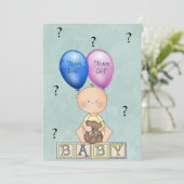 Baby Genderkwesties partijuitnodiging Kaart (Staand voorkant)