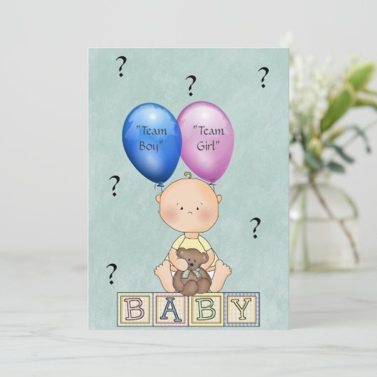Baby Genderkwesties partijuitnodiging Kaart (Staand voorkant)