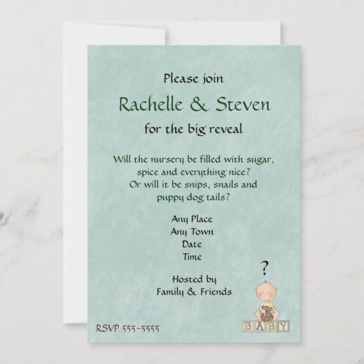 Baby Genderkwesties partijuitnodiging Kaart (Achterkant)