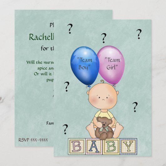 Baby Genderkwesties partijuitnodiging Kaart (Voorkant / Achterkant)