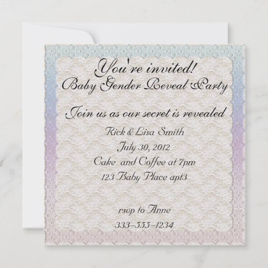 Baby Genderkwesties partijuitnodiging Kaart (Achterkant)