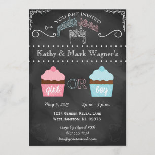 Baby Genderonderzoek Uitnodiging in Chalkboard