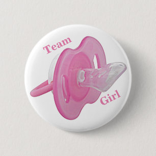 Baby Gendervrijheid Partij - Team Girl Pink Ronde Button 5,7 Cm