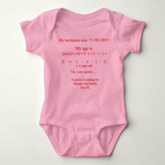 BABY GENIUS ONESY ROMPER (Voorkant)