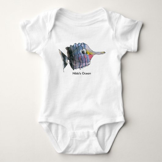 Baby gepersonaliseerde Baby-vlindervis Romper (Voorkant)