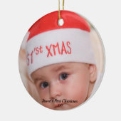 Baby gepersonaliseerde foto Eerste Kerstmis Keramisch Ornament (Links)