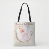 Baby Gepersonaliseerde konijn naam geboortedatum Tote Bag (Voorkant)