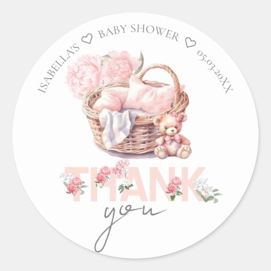 Baby Gepersonaliseerde Mand Dank u Baby shower Ronde Sticker (Voorkant)