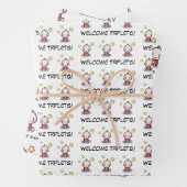 baby geschenkverpakking, ook voor drieling, inpakp inpakpapier vel (In situ)