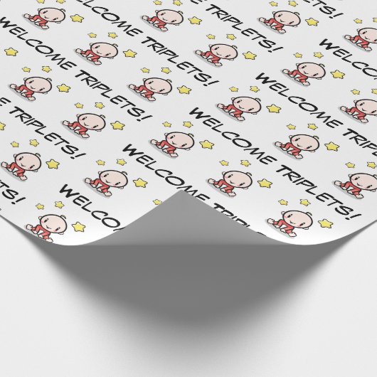 baby geschenkverpakking voor drieling, inpakpapier (Hoek)