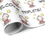 baby geschenkverpakking voor drieling, inpakpapier (Rol Hoek)
