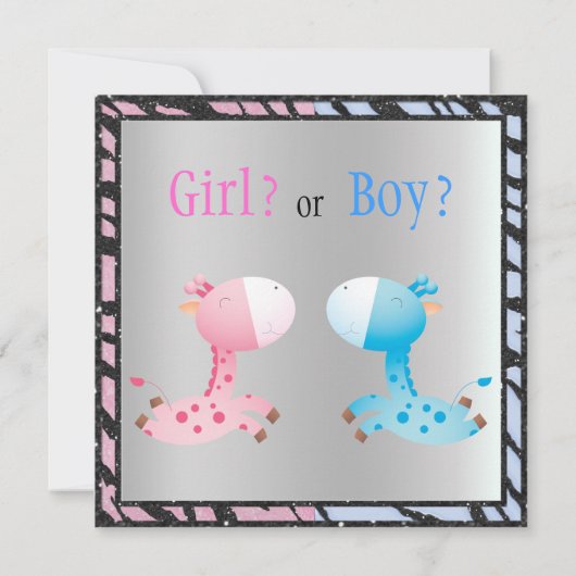 Baby Geslacht Dierafdrukken en -Giraffes onthullen Kaart (Achterkant)