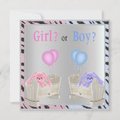 Baby Geslacht Dierenafdrukken, Bunnies en Wiegjes  Kaart (Achterkant)