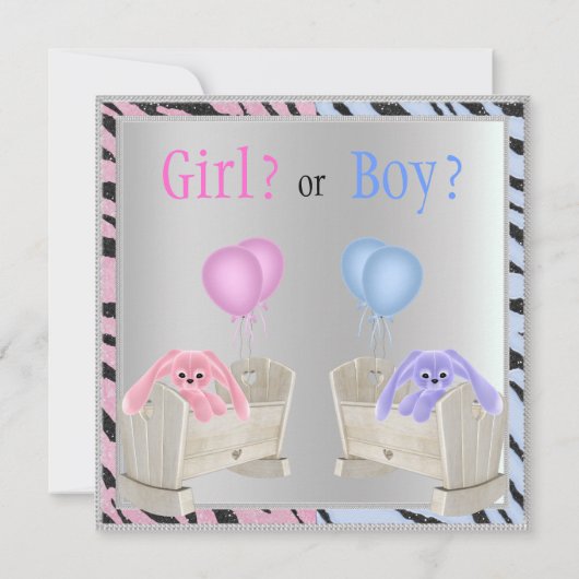 Baby Geslacht Dierenafdrukken, Bunnies en Wiegjes  Kaart (Achterkant)