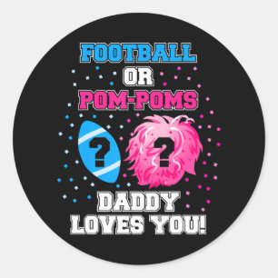 Baby Geslacht onthullen Football of Pom Pom Daddy Ronde Sticker