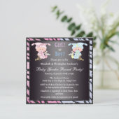 Baby Geslacht onthullen klinkende baby's en Bunnie Kaart (Staand voorkant)