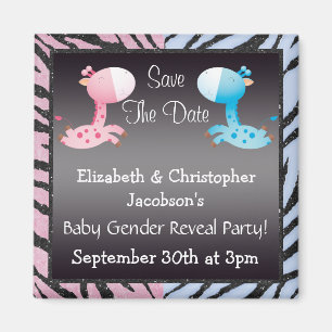 Baby Geslacht onthullen Save the Date Giraffes Magneet