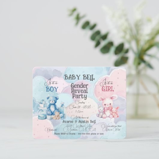 Baby Geslacht onthullen uitnodiging (Staand voorkant)